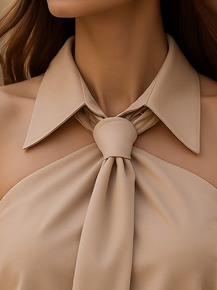 Sleeveless Halter Blouse | Neck Tie Detail | Elegant & Structured Fit