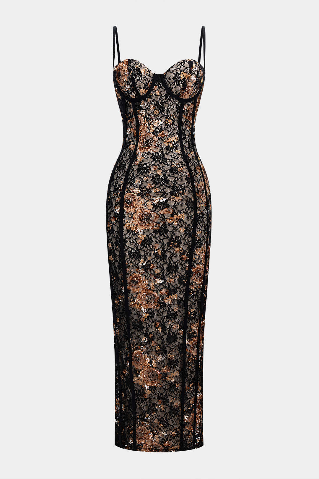 Evelina Floral Lace Patchwork Maxi Dress