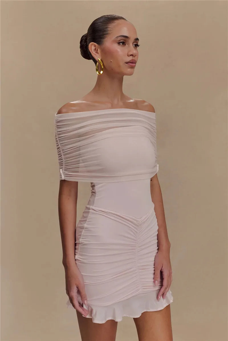 Amelie Off-Shoulder Ruched Mini Dress
