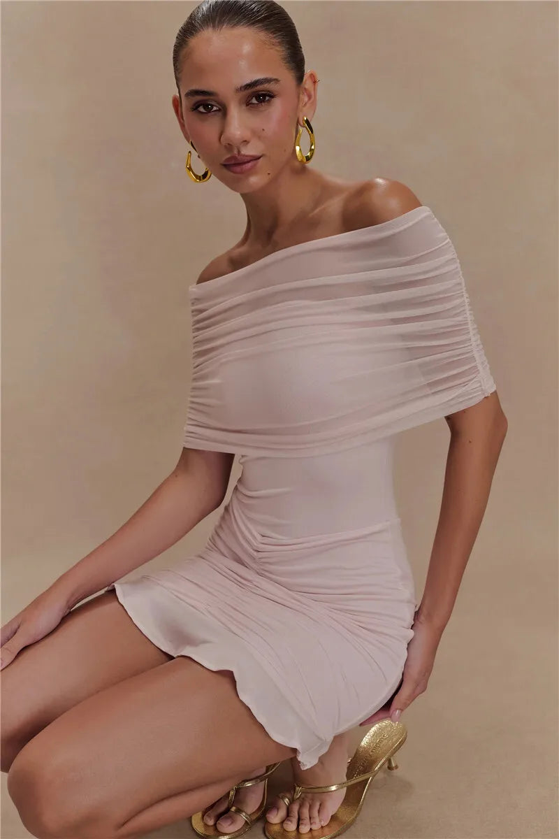 Amelie Off-Shoulder Ruched Mini Dress