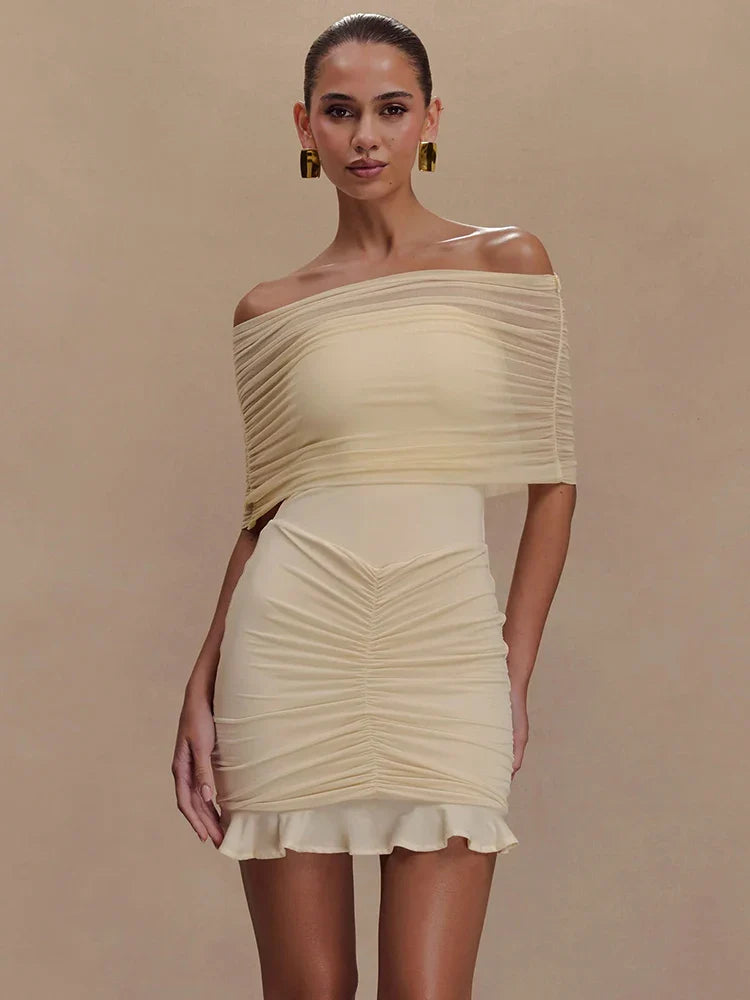Amelie Off-Shoulder Ruched Mini Dress