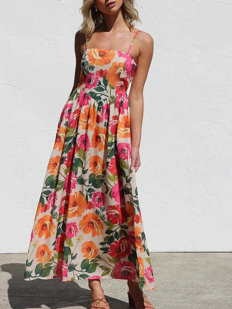 Isadora Floral Backless Slip Maxi Dress