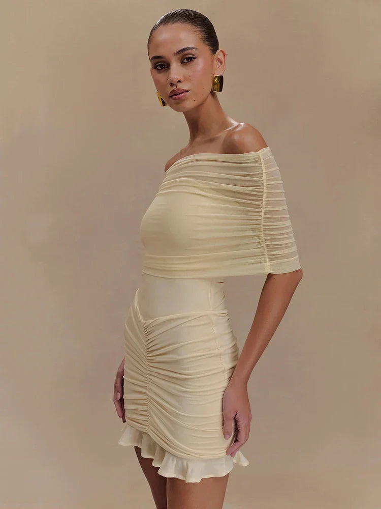 Amelie Off-Shoulder Ruched Mini Dress