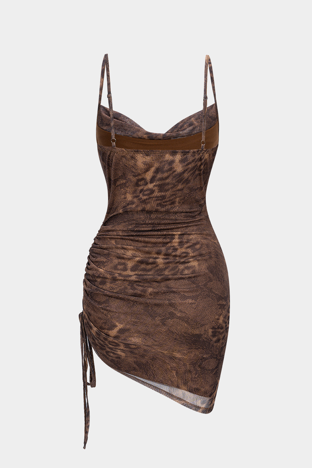 Zarelle Mesh Ruched Drawstring Mini Dress